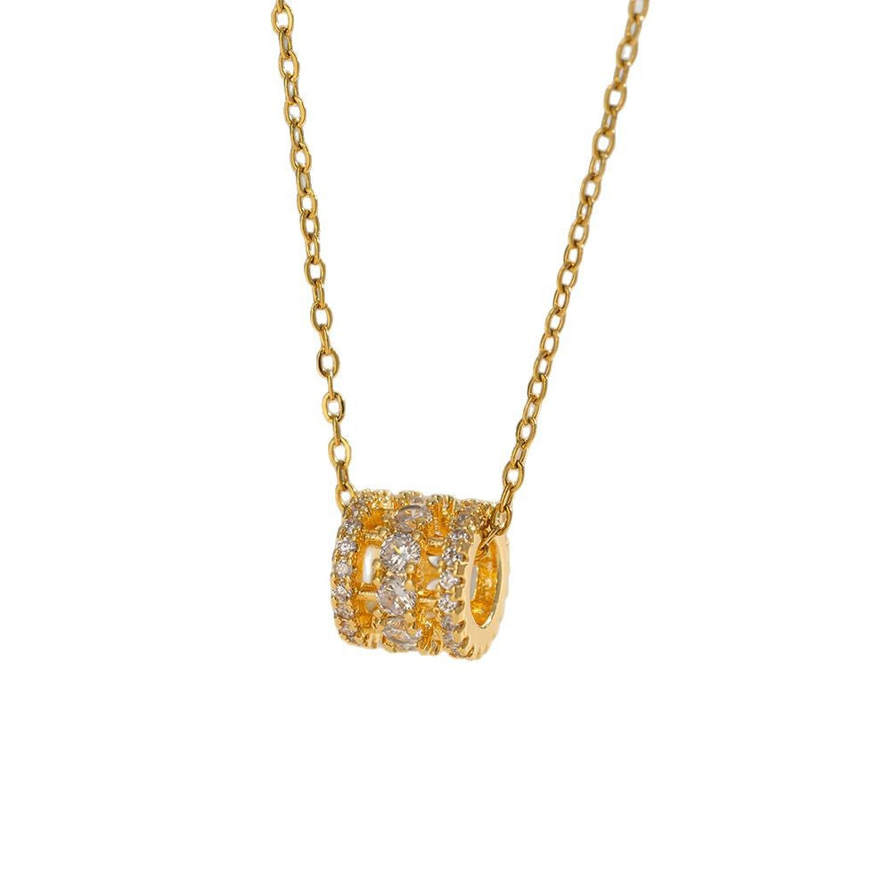 Luxury Pavé Zircon Barrel Pendant Necklace