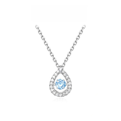 Blue Teardrop Dancing Pendant Necklace