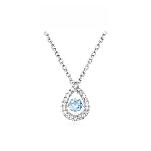 Blue Teardrop Dancing Pendant Necklace