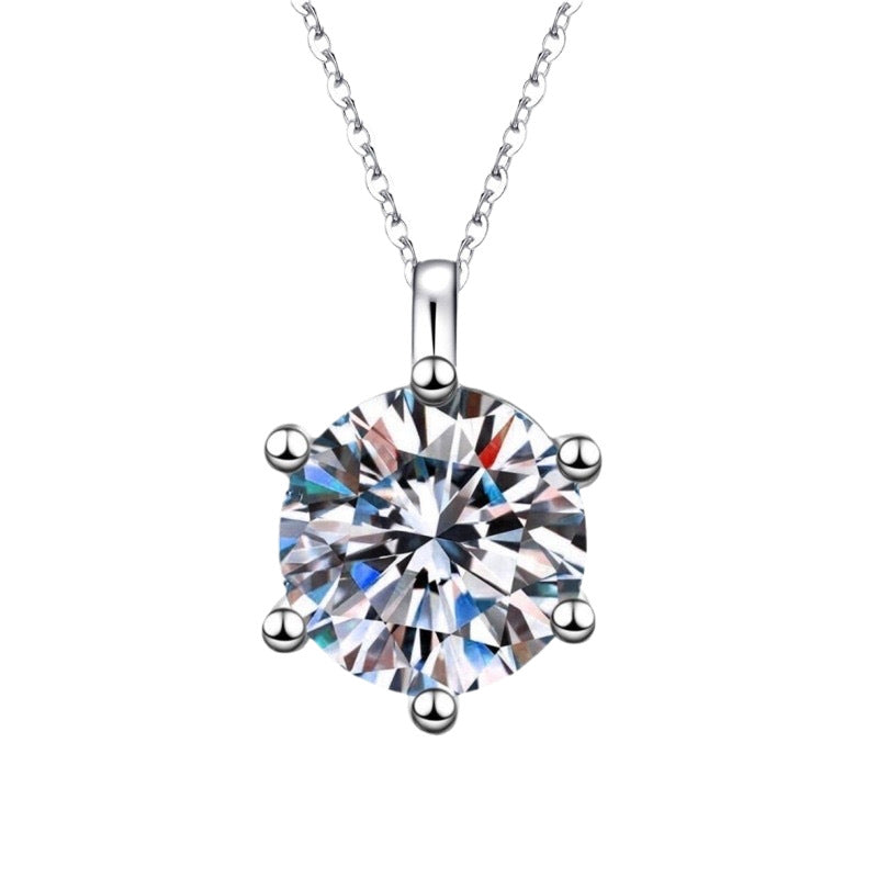 Classic 2-Carat Zirconia Six-Prong Pendant Necklace