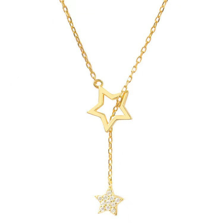 Minimalist Sparkling Star Tassel Necklace