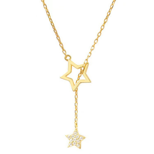 Minimalist Sparkling Star Tassel Necklace
