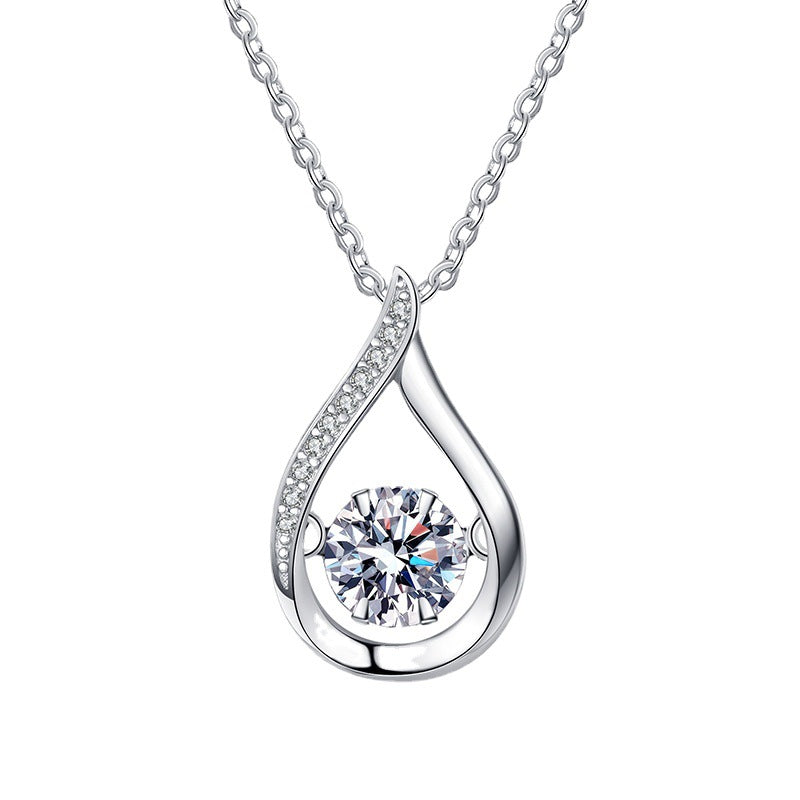 S925 Sterling Silver 1 Carat Moissanite Teardrop Necklace